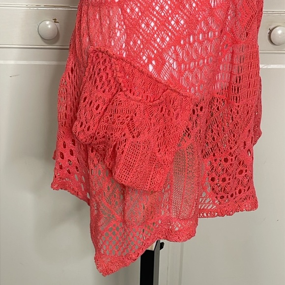 NWT Lily by Firmiana Women's Asymmetrical Orange Crochet Knit Tunic Top, Size 2X - Picture 5 of 12